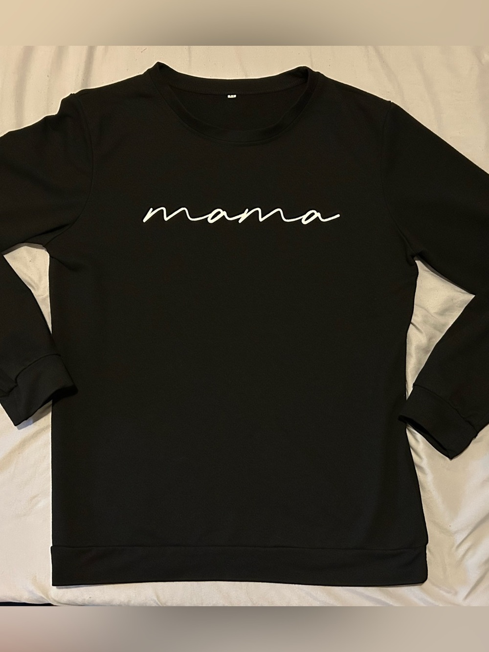 Mama Mother Script Black Sweatshirt Long Sleeve Sweatshirt Top Medium